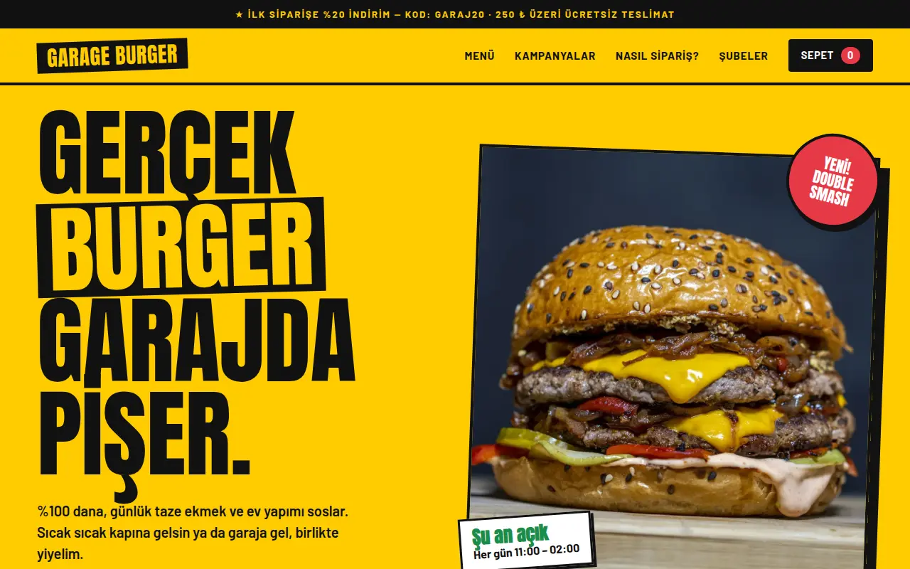 Fast Food & Burger Web Sitesi — Garage Burger